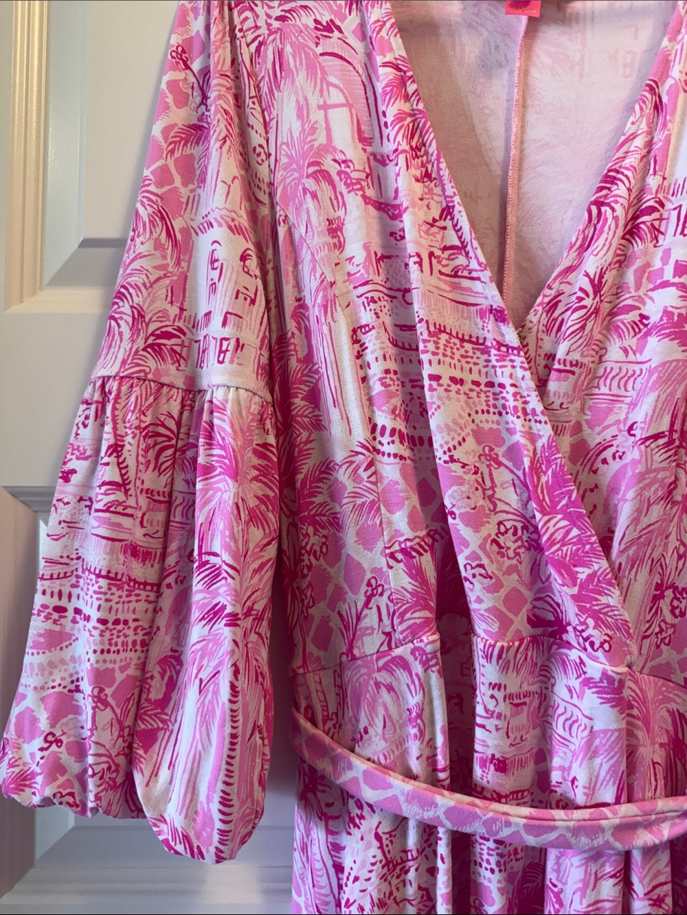 Lilly Pulitzer Chace Wrap Dress in the Palm Beach Paradise print L - Picture 4 of 6